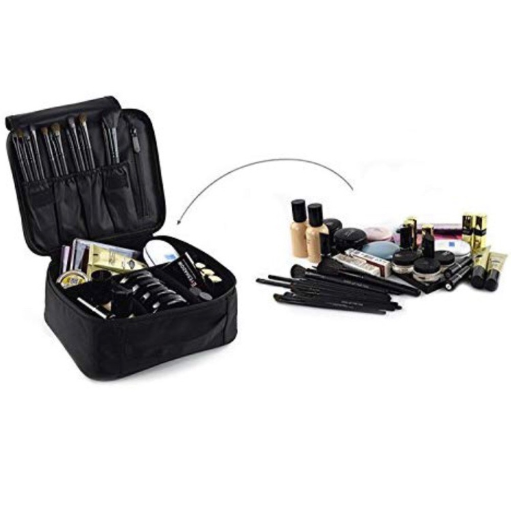 Makeup Bag W/ Brush Inserts & Adjustable Dividers - image 3